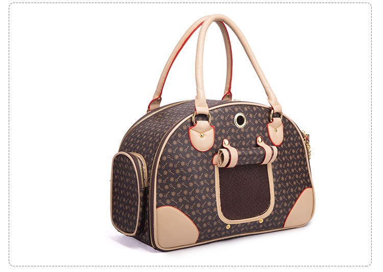 PU Leather Pet Carrier Bag – Stylish Travel Tote for Small Dogs & Cats
