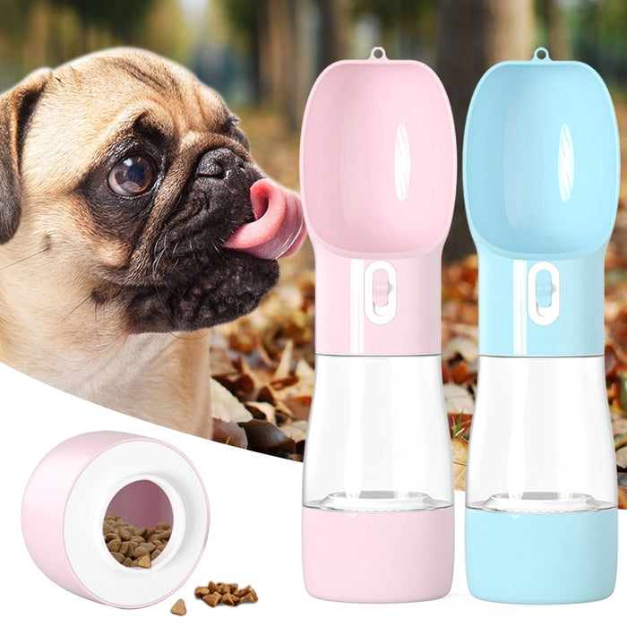 Portable Dog Water Bottle with Food Container – Travel Pet Dispenser