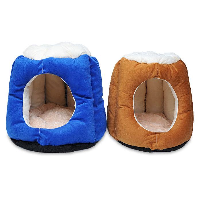 Semi-Enclosed Cat Tent Bed – Soft Cotton Cozy Pet House
