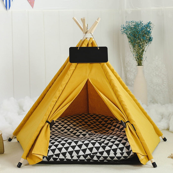 Foldable Pet Tent House – Washable Semi-Enclosed Cat & Dog Bed