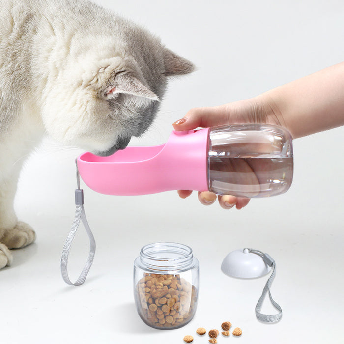 2-in-1 Pet Water & Food Bottle – Portable Dog Travel Feeder Cup
