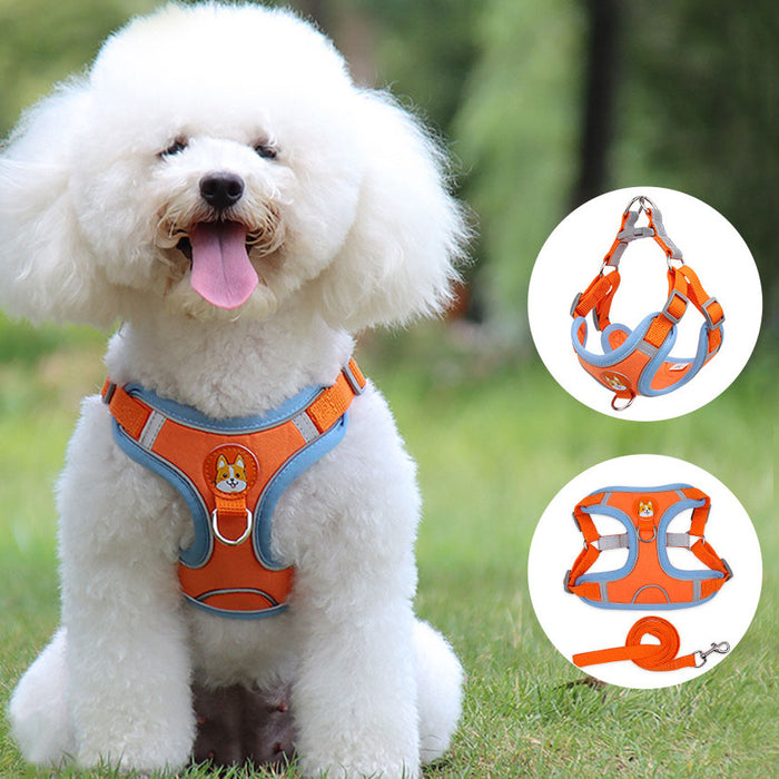 Soft Mesh Dog & Cat Harness with Leash – Reflective No-Pull Vest