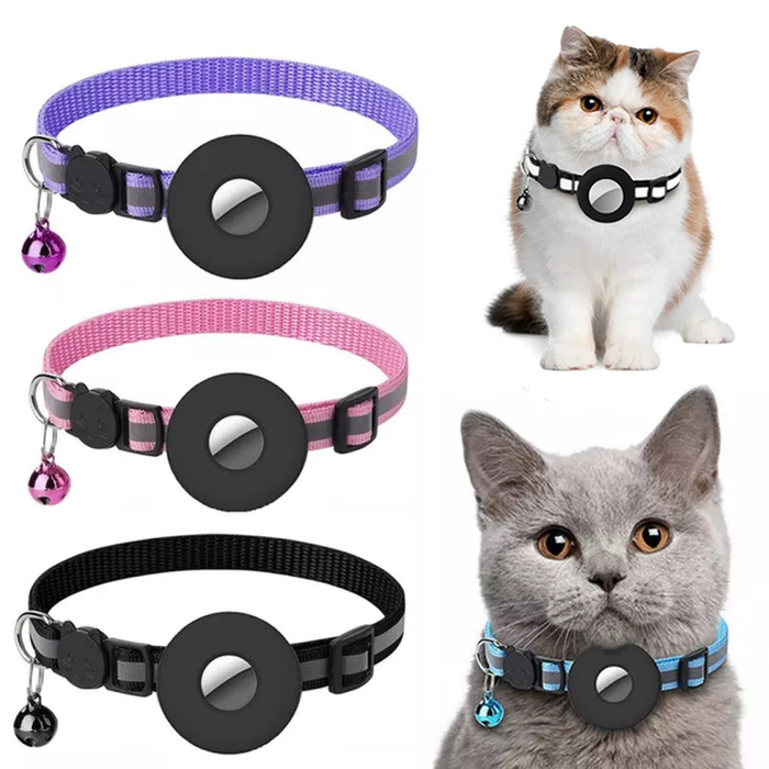 Reflective AirTag Dog & Cat Collar – Waterproof Tracker Holder Nylon