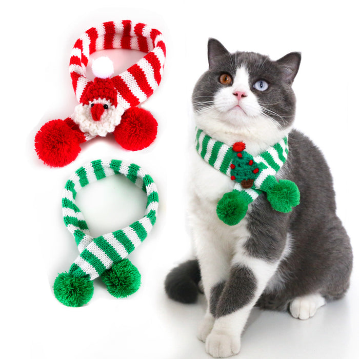 Christmas Pet Scarf – Knitted Wool Holiday Scarf for Dogs & Cats
