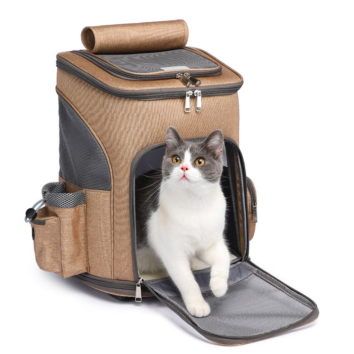 Rolling Pet Carrier Backpack – Space Capsule Cat & Dog Travel Bag